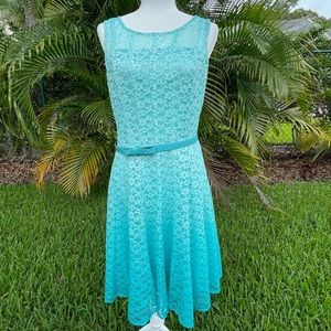Aqua Ombré Lace A line Dress